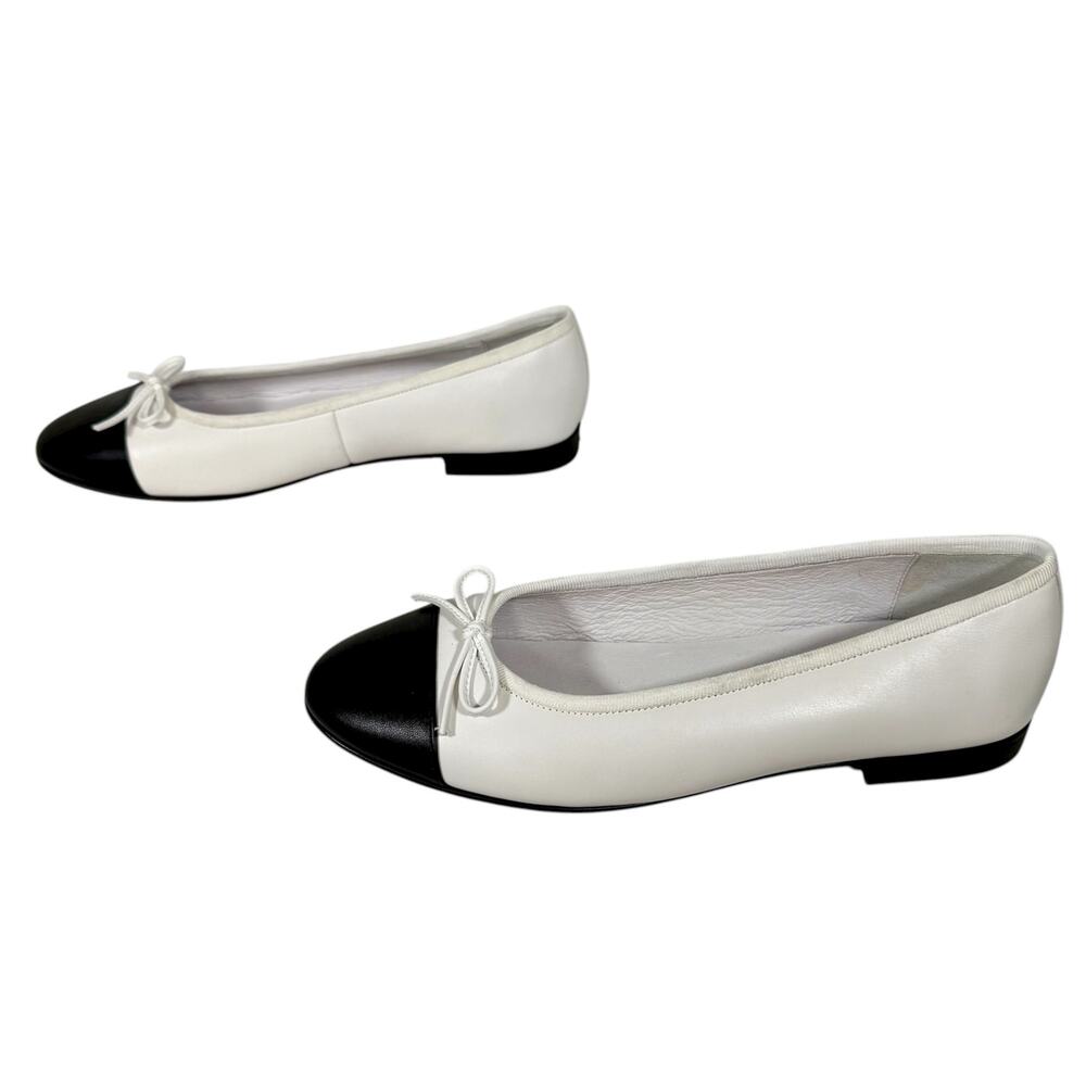 Jeffrey Campbell Women's 9 Two-Tone White & Black Genuine Leather Ballet Flats - Picture 2 of 8